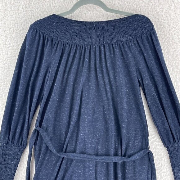 LOFT Blue Smocked Off The Shoulder Dress Womens Long Sleeve Pullover Size‎ SP - Picture 14 of 16